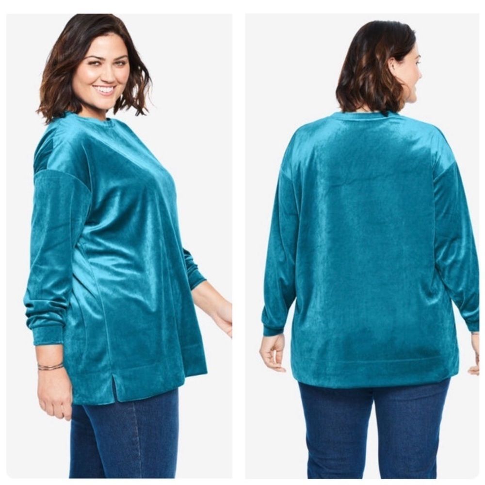Teal Velour Tunic Sz 18/20 - Picture 2 of 8